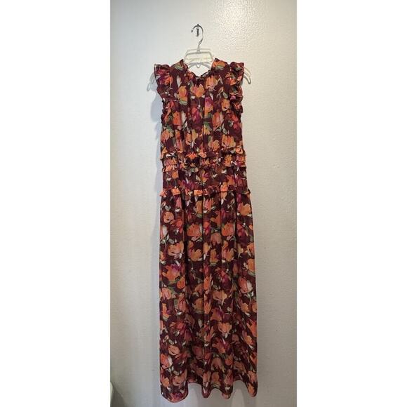 Vince Camuto Dresses & Skirts - Vince Camuto Women’s Size 12 Floral Print Chiffon Maxi Dress Ruffle Colorful